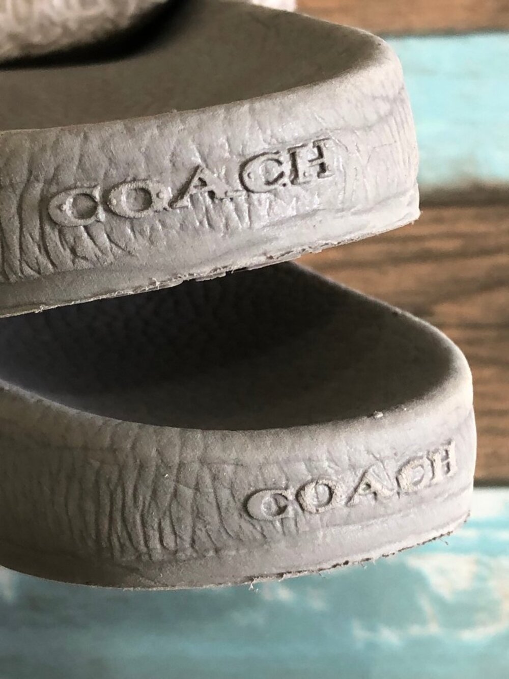 Coach Fuzzy Sport Slides Gray Women's Size 8 - Picture 6 of 6